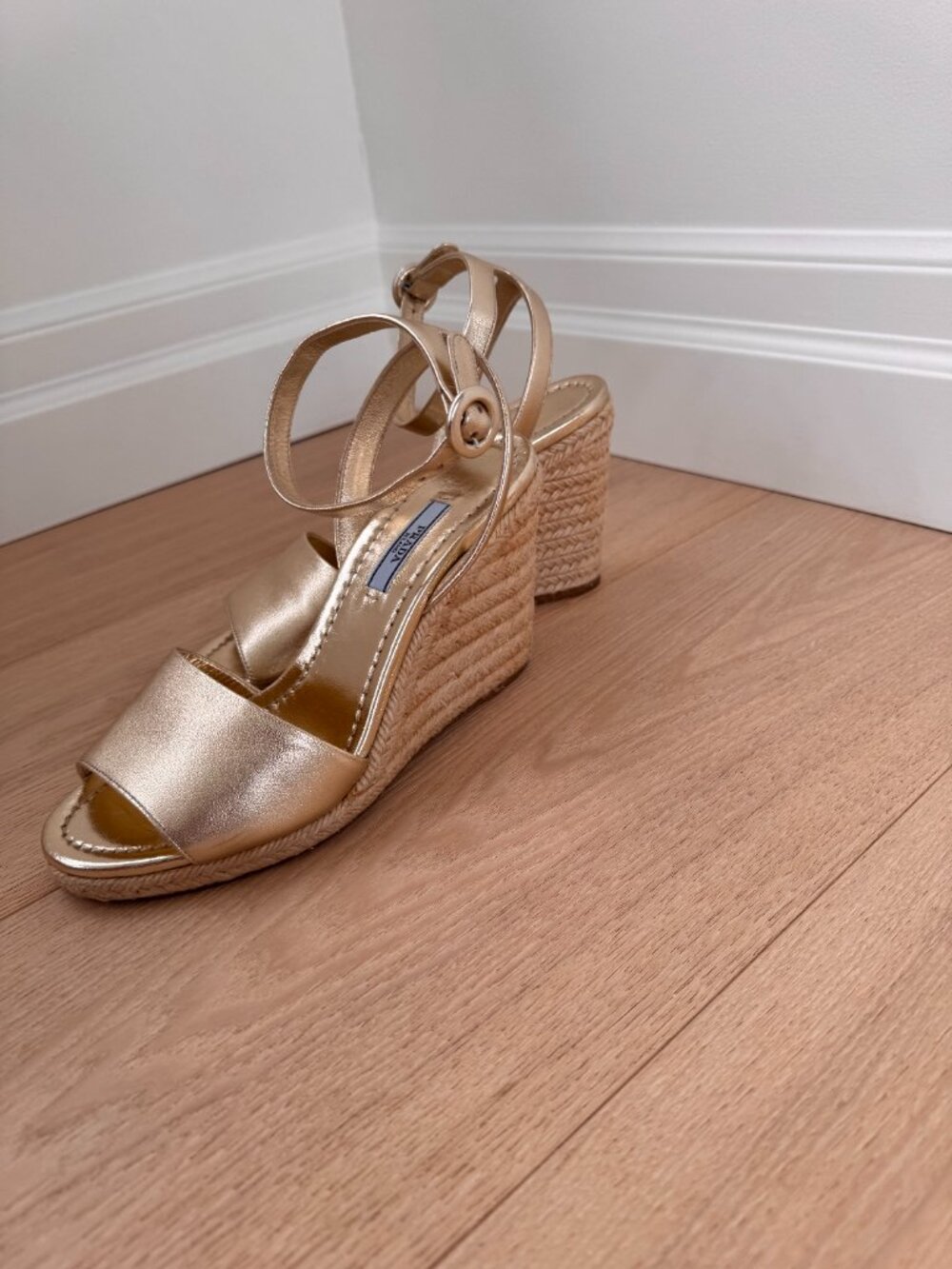 Prada Wedge Heels - Gold/Braided Jute